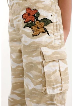 Pantalón Horseshoe Con Bordado De Flores Crudo Para Niña