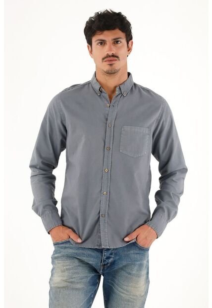 Tennis Camisa Oxford Manga Larga Azul Para Hombre