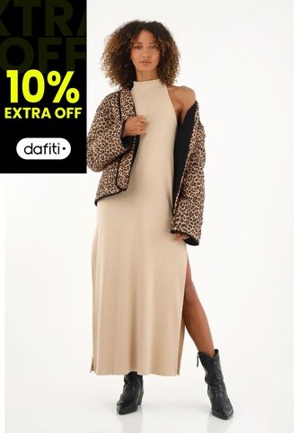 Vestido Crudo Largo Con Aberturas En Costados Para Mujer Tennis