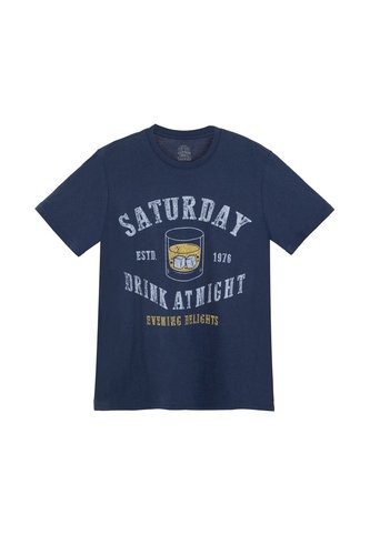 Camiseta Azul Estampada En Frente Para Hombre Tennis