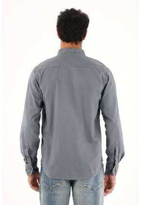 Tennis Camisa Oxford Manga Larga Azul Para Hombre