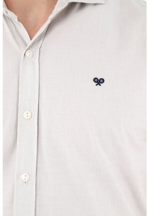 Camisa De Tela Preteñida Gris Para Hombre