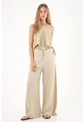 Camisa Con Escote Halter Café Para Mujer