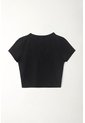 Tennis Camiseta Crop Con Cuello En V Negra Para Mujer de Tennis