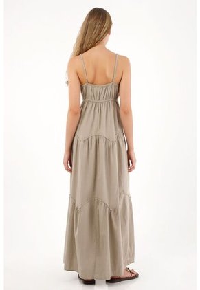 Tennis Vestido Largo Con Escote En V Café Para Mujer