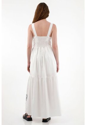 Tennis Vestido Amplio De Tiras Con Bordado Crudo Para Mujer