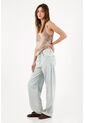 Tennis Jean Wide Leg Con Costuras Paneladas En Algodón Azul Claro Para Mujer de Tennis