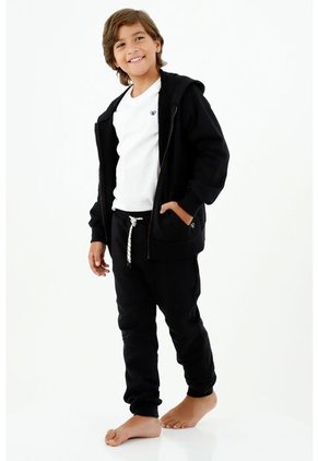 Buzo De Niño, Con Capucha, Manga Ranglan, Color Negro