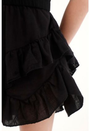 Vestido Corto Con Boleros Y Elástico En La Cintura Para Niña