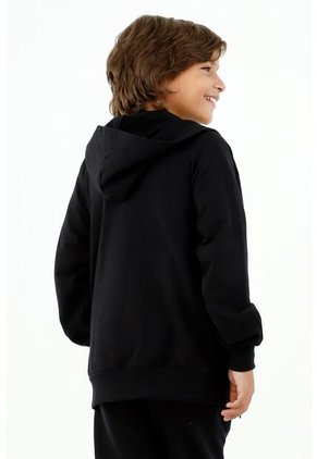 Buzo De Niño, Con Capucha, Manga Ranglan, Color Negro