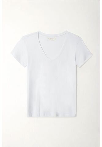 Tennis Camiseta Blanca Cuello V Para Mujer Tennis