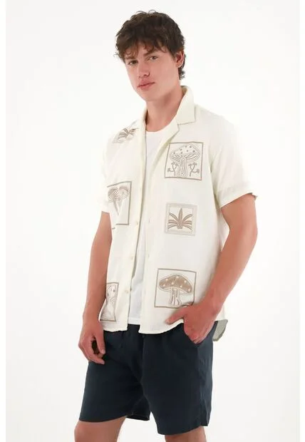 Tennis Camisa Tipo Bowling Crudo Para Hombre