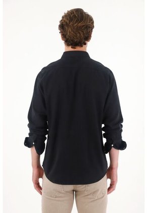 Tennis Camisa En Dril Liviano Manga Larga Negra Para Hombre