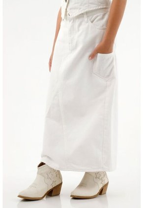 Falda Blanca Cinco Bolsillos Para Niña