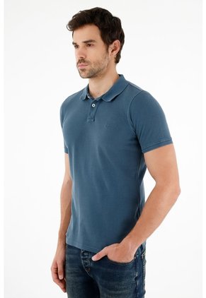 Tennis Polo Azul Con Raqueta Bordada Para Hombre