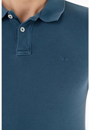 Tennis Polo Azul Con Raqueta Bordada Para Hombre