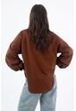 Tennis Camisa Para Mujer Algodón Marrón Corte Holgado Con Mangas Abullonadas de Tennis