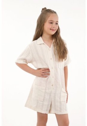 Enterizo De Manga Corta Crudo Niña