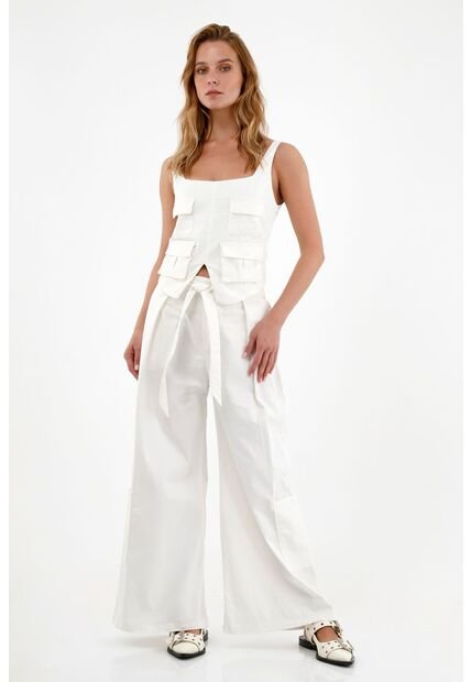 Tennis Pantalón Crudo Tipo Cargo Para Mujer