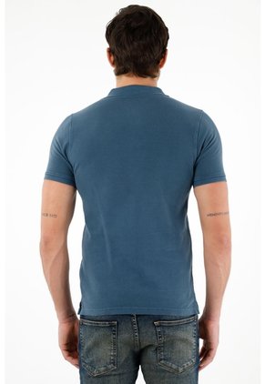 Tennis Polo Azul Con Raqueta Bordada Para Hombre