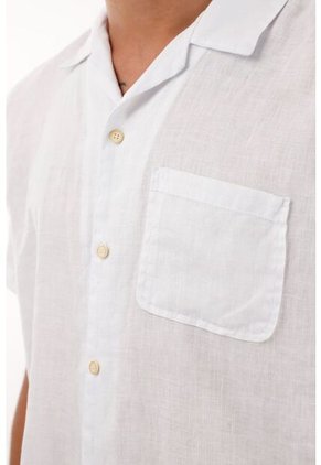 Tennis Camisa Crudo Manga Corta En 100% Lino Para Hombre