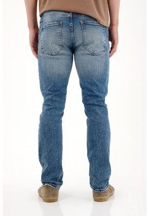 Tennis Jean Nudy Con Desgastes Localizados Azul Para Hombre