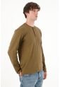 Tennis Camiseta Manga Larga Con Botones Café Para Hombre de Tennis