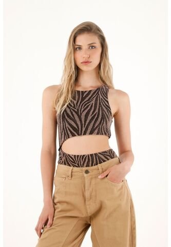 Tennis Body En Tejido Brillante Animal Print Para Mujer Tennis