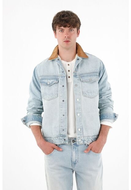 Tennis Chaqueta Trucker Con Cuello Corduroy Para Hombre