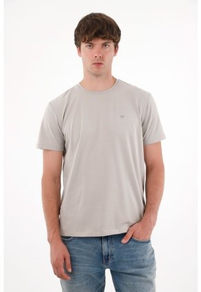 Tennis Camiseta Con Raqueta Estampada Gris Para Hombre