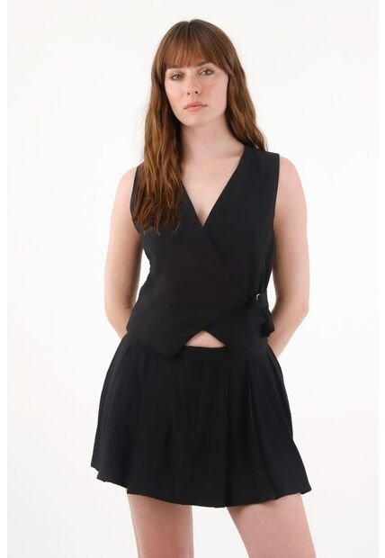 Tennis Chaleco Cruzado Negro Para Mujer