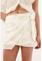 Tennis Falda Mini Con Nudo Lateral En Algodón Blanco Y Amarillo Para Mujer de Tennis