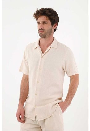 Tennis Camisa Tipo Bowling Con Textura Crudo Para Hombre