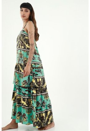 Vestido  Para Mujer Tennis, Vestidos Larga Estampado Orquídea Y Colibrí Turquesa Vestido  Para Mujer Tennis, Vestidos Larga Estampado Orquídea Y Colibrí Turquesa   VERDE XL