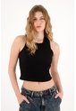 Tennis Camiseta Negra En Rib Manga Sisa Para Mujer de Tennis