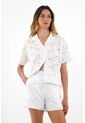 Camisa En Ojalillo Blanca Para Mujer de Tennis