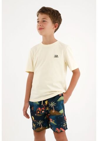 Camiseta Amarilla Básica Con Estampado De Pizza Para Niño Tennis