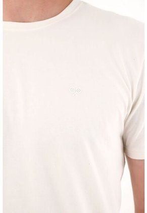 Tennis Camiseta Con Raqueta Estampada Crudo Para Hombre