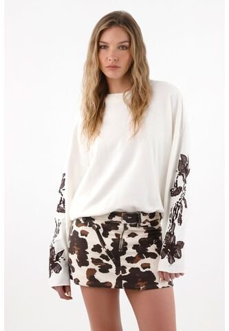 Tennis Buzo Manga Amplia Con Bordados Crudo Para Mujer Tennis