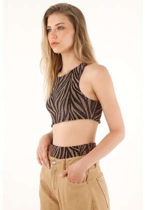 Tennis Body En Tejido Brillante Animal Print Para Mujer