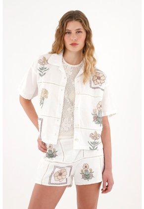 Tennis Camisa Manga Corta Con Estampados Localizados Para Mujer