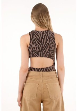 Tennis Body En Tejido Brillante Animal Print Para Mujer