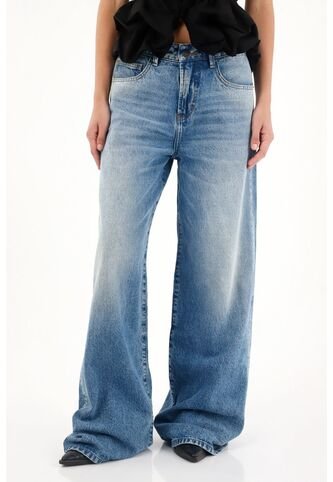 Tennis Jean Wide Leg De Tiro Medio Oscuro Para Mujer Tennis