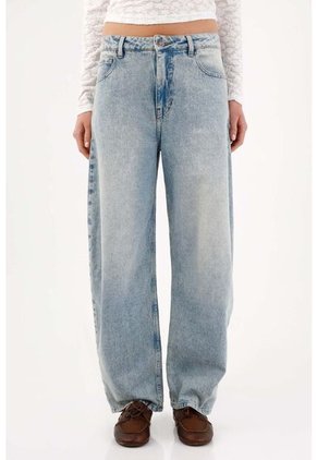 Tennis Jean Baggy Con Pierna Extra Amplia En Algodón Azul Claro Para Mujer