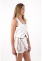 Tennis Chaleco En Apariencia Lino Con Escote Profundo Blanco Para Mujer de Tennis