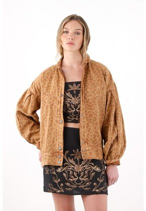 Tennis Abrigo Oversize De Diseño Animal Print Café Para Mujer