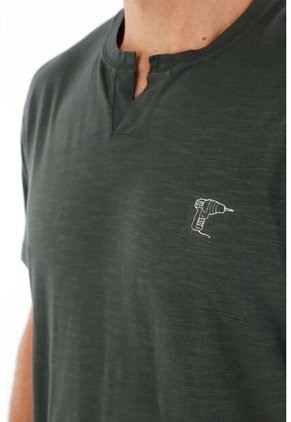 Tennis Camiseta Azul Con Bordado Decorativo Para Hombre