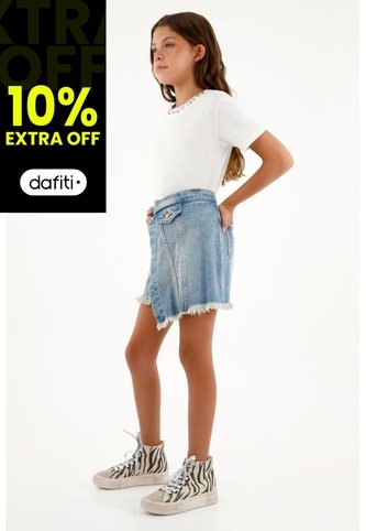Falda Estilo Short En Denim Para Niña Tennis