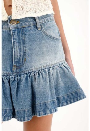 Tennis Falda En Denim Con Bolero Azul Para Mujer