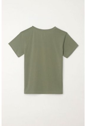 Camiseta Básica Estampada Verde Para Mujer
